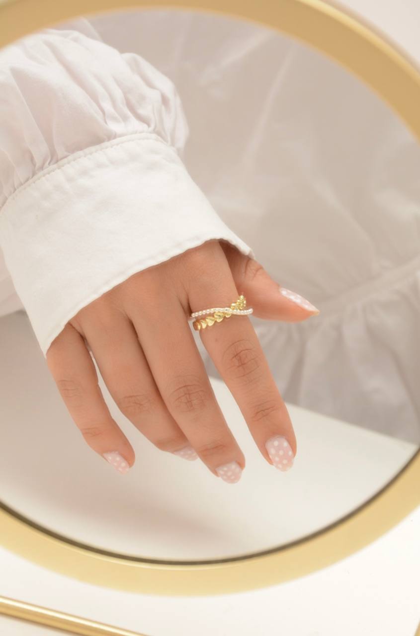 ANILLO CORAZONES Y ONDA PERLAS