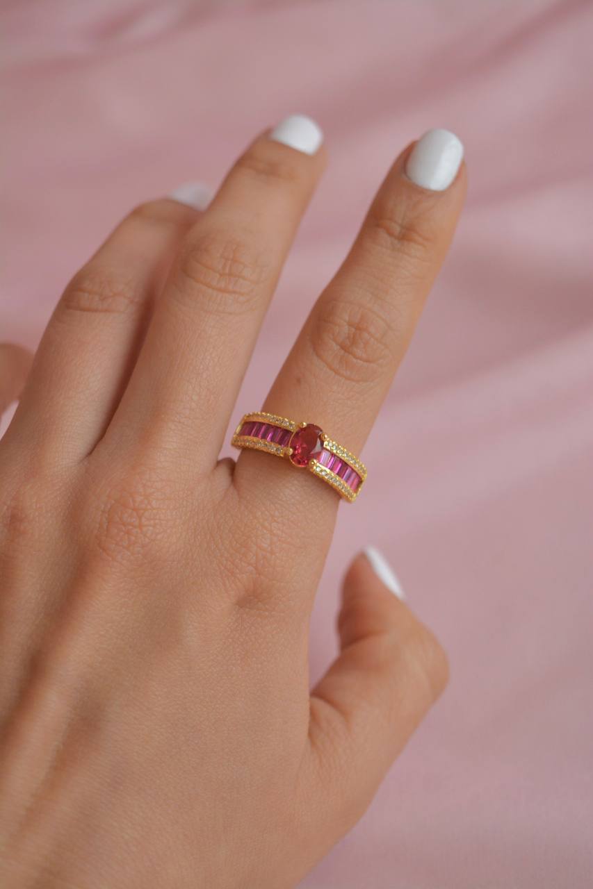 ANILLO PIEDRAS FUCSIA