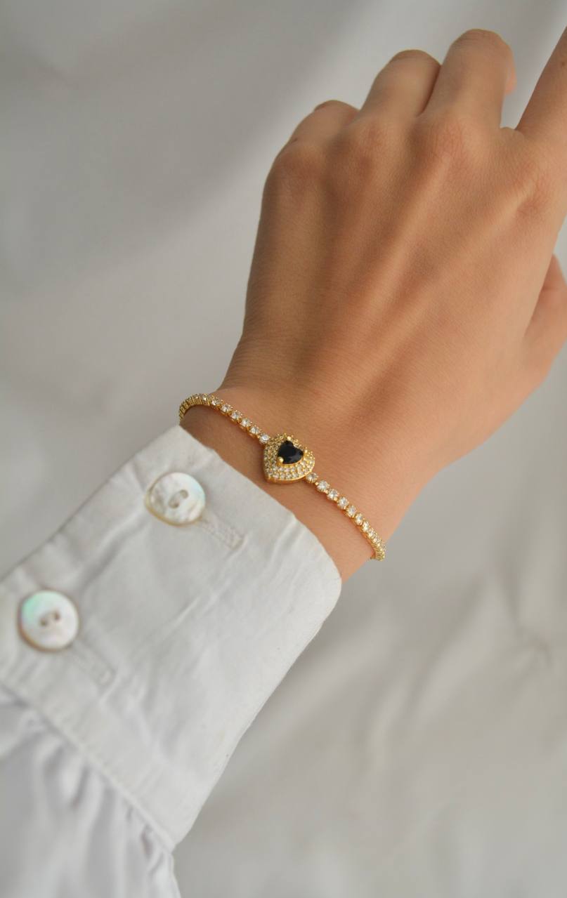 PULSERA BRILLO CORAZÓN AZUL,LILA,VERDE