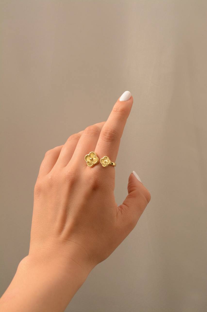 ANILLO DOBLE TREBOL DOR