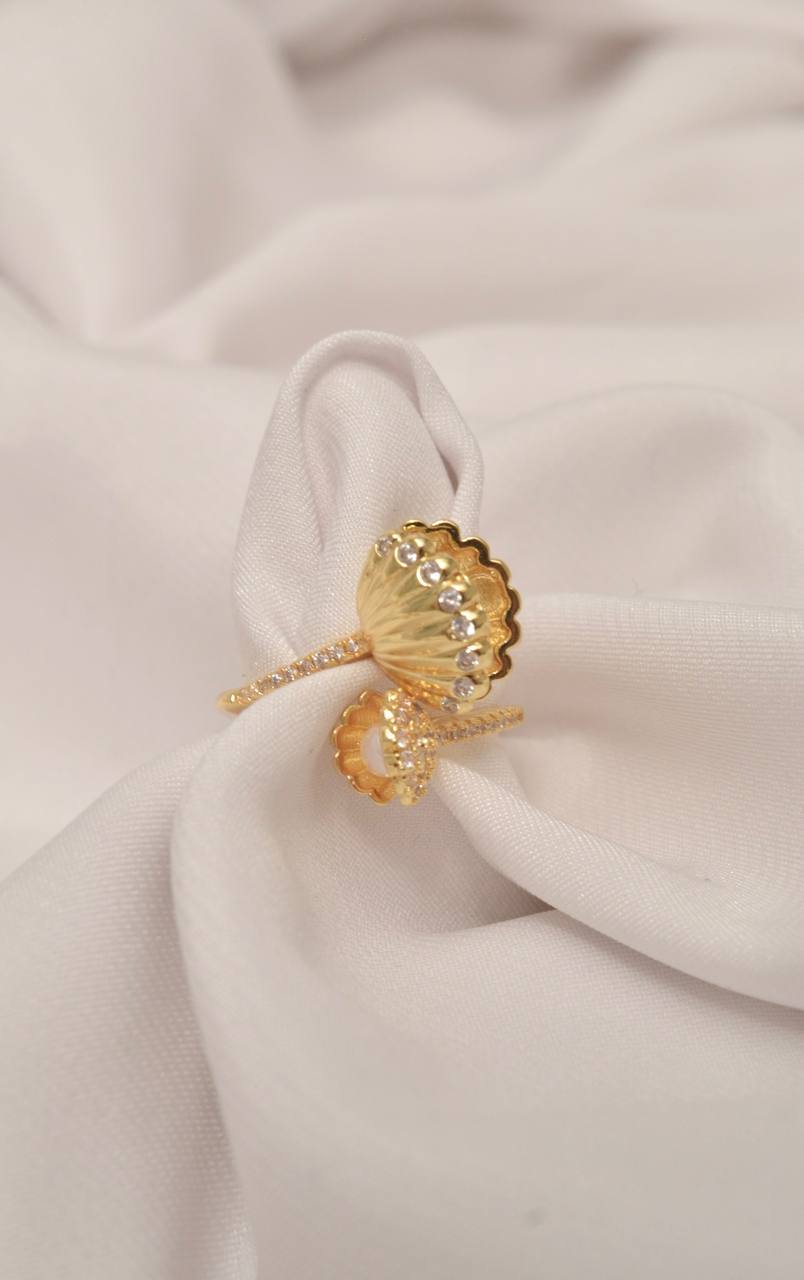 ANILLO DOBLE CONCHA PLT Y DOR