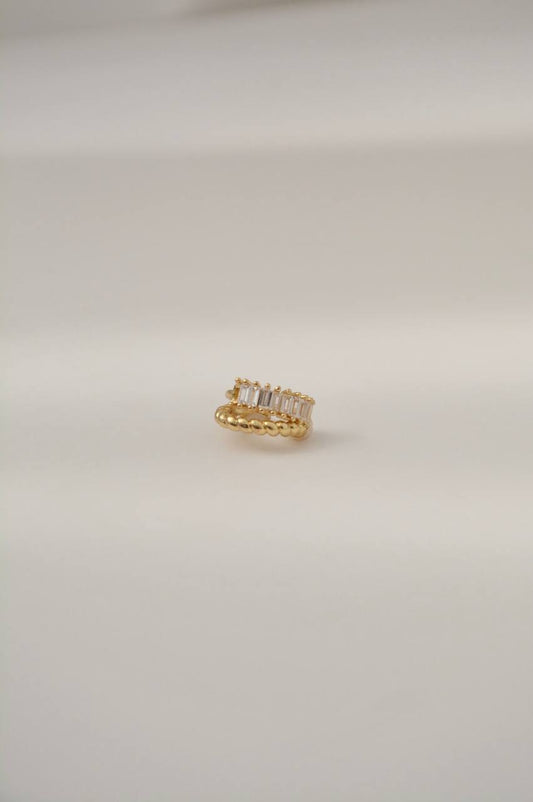 EARCUFF DOBLEPIEDRAS BLANCAS Y TRENZA