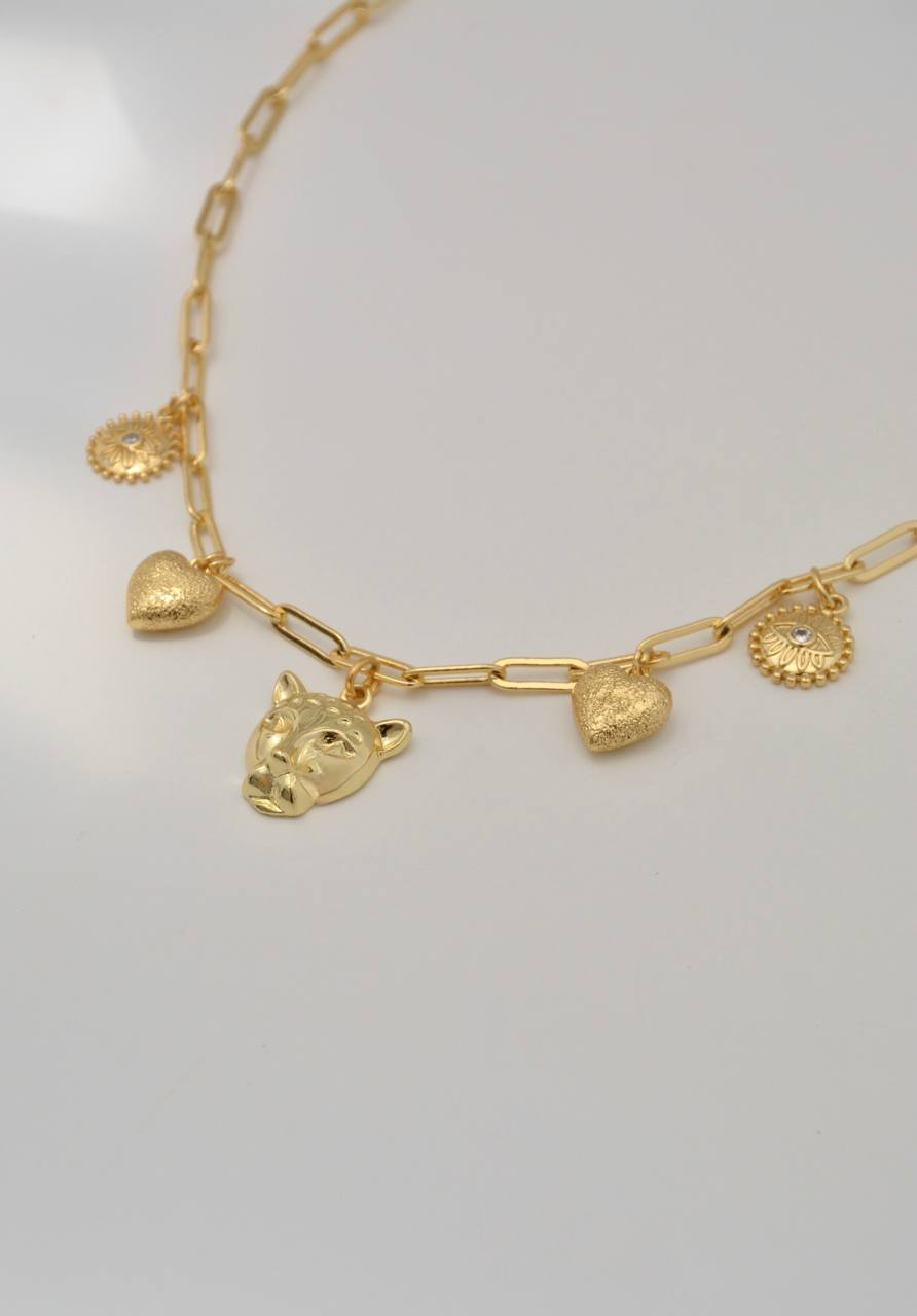 CADENA LEOPARDO CHARMS DOR
