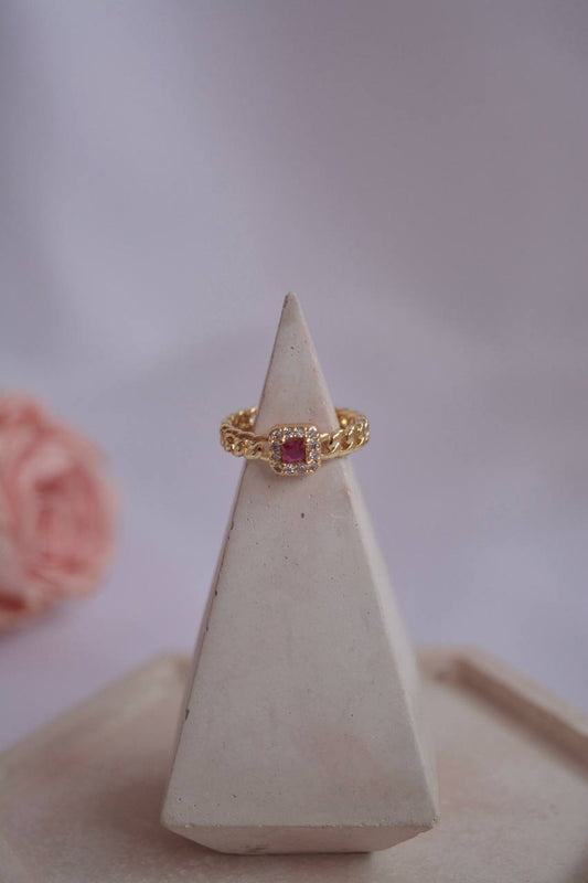 ANILLO PIEDRITA FUCSIA*