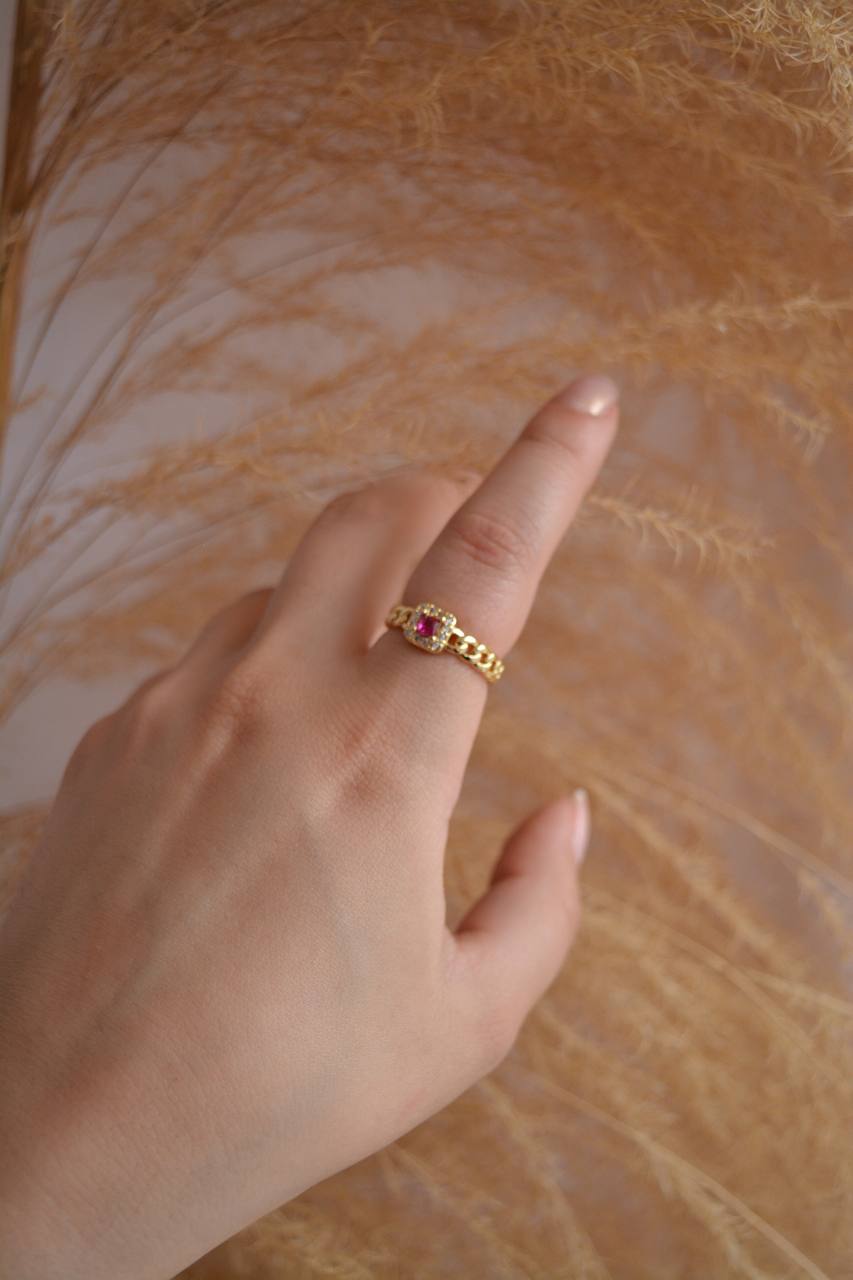 ANILLO PIEDRITA FUCSIA*