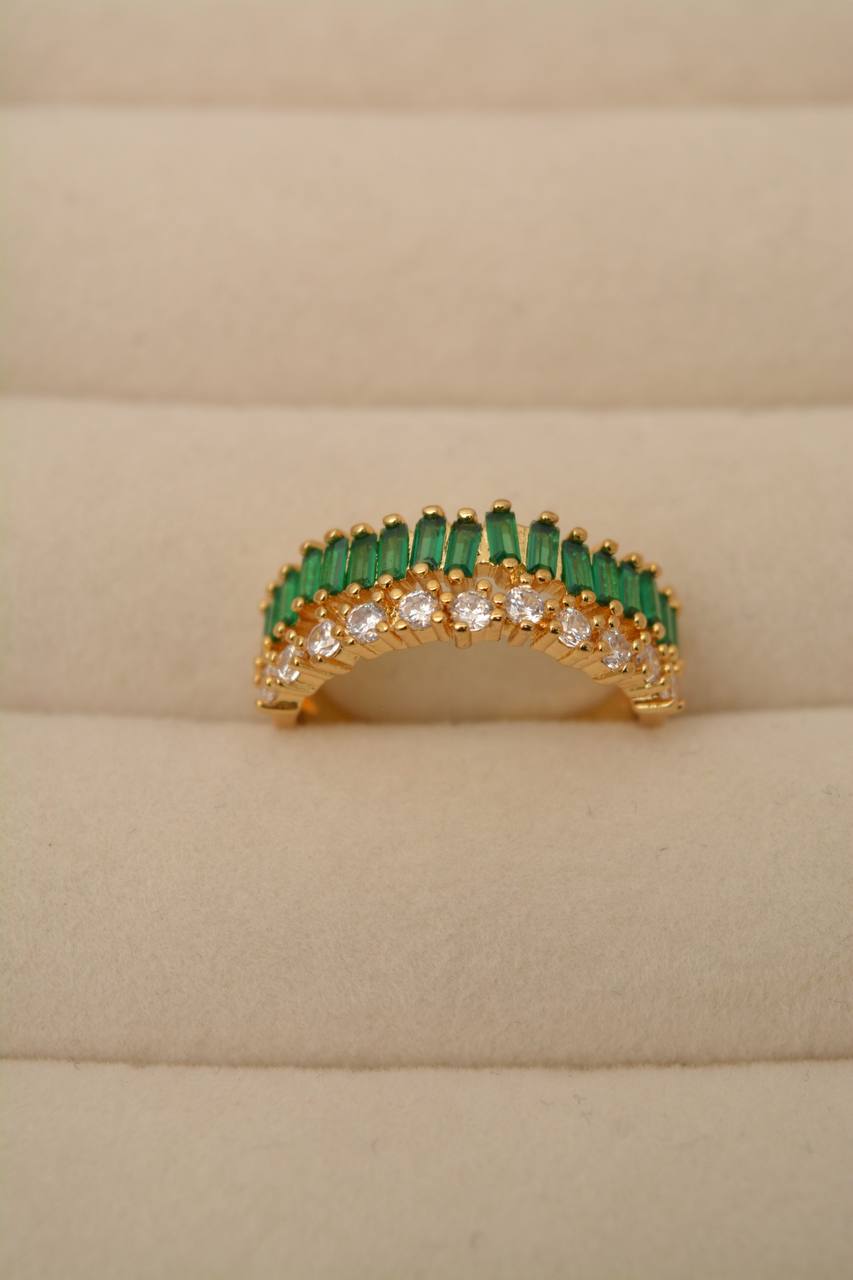ANILLO DOBLE VERDE LINEA CIRCONES