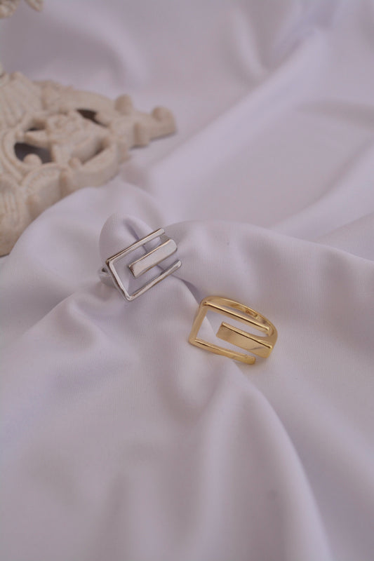 ANILLO RECTANGULO DOR Y PLAT