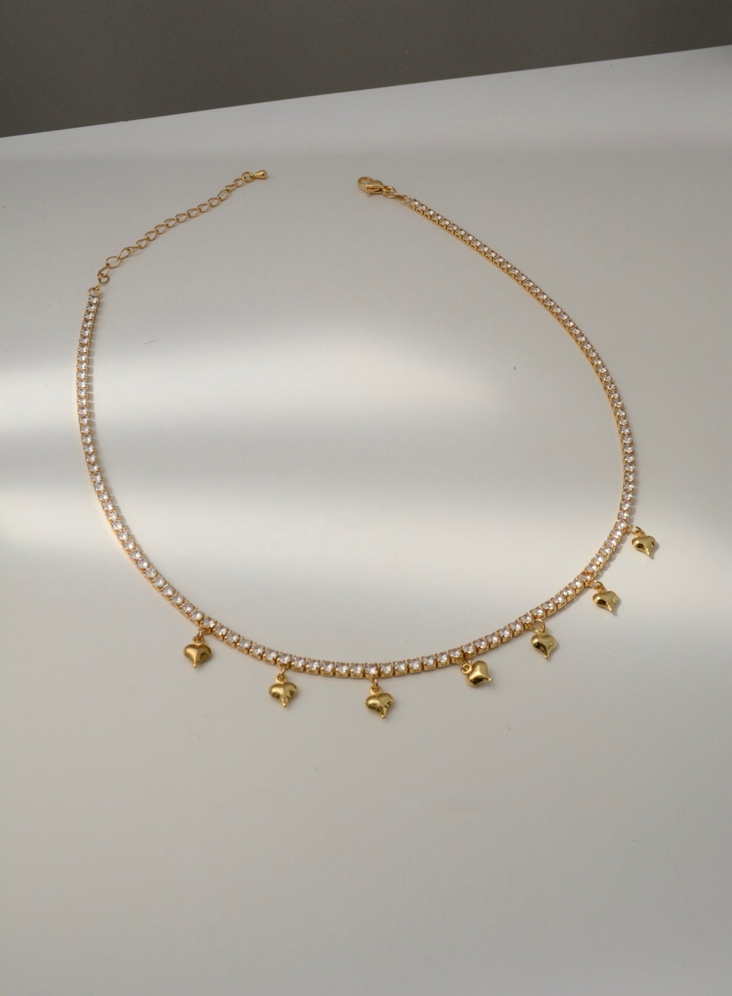 CADENA BRILLO Y CORAZONES MED