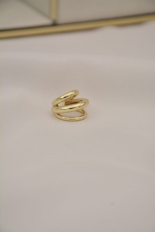EARCUFF TRIPLE LISO DOR
