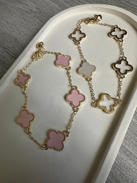 PULSERA RODIO TREBOL MEDIANO